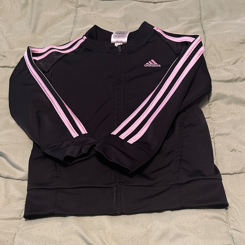 Adidas Black Jacket with Pink Accents